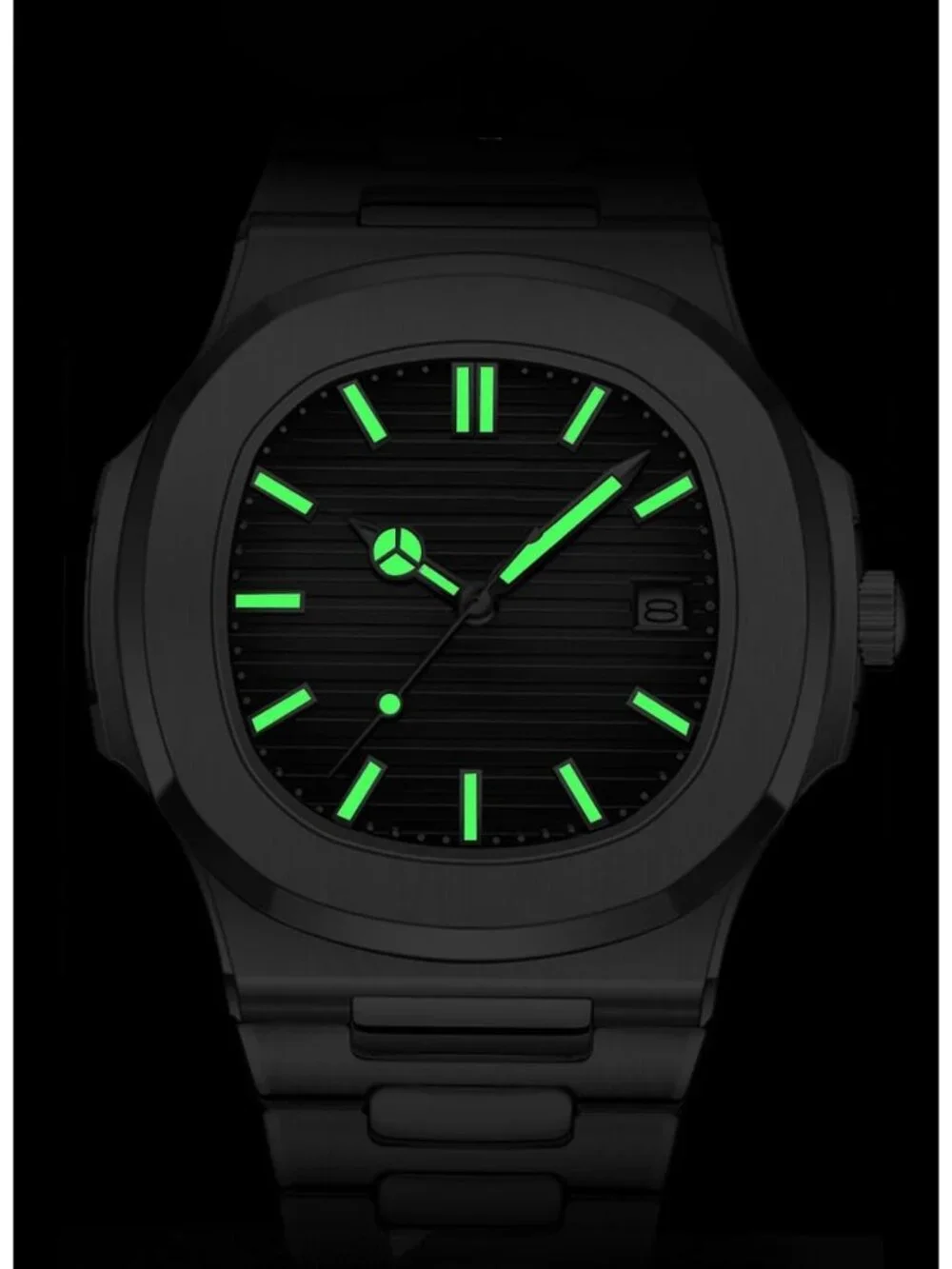 Men's Black Stainless Steel Strap Quartz Movement Waterproof Date Wrist Watch